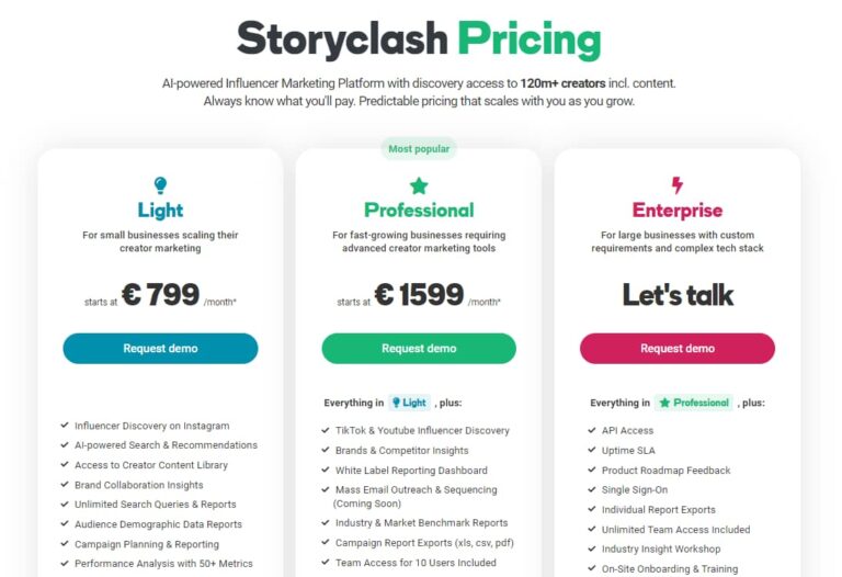Storyclash pricing