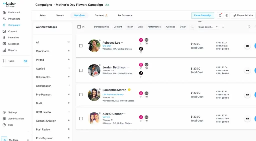 Later Campaign Management Feature