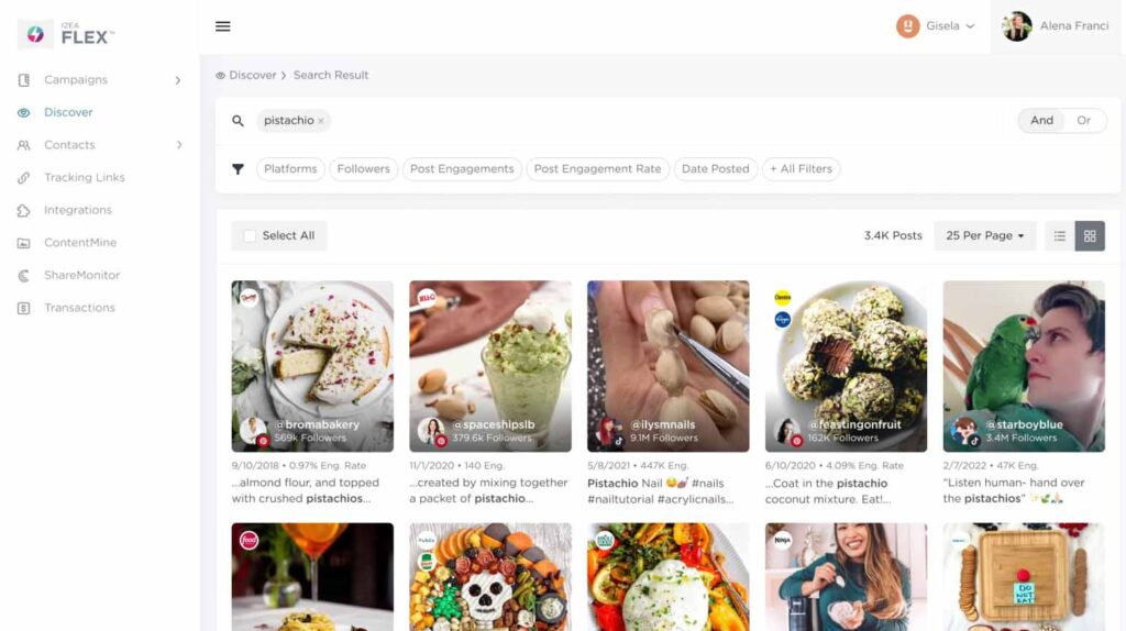 IZEA review - Dashboard and search tool - copyright at G2