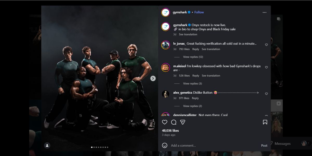 Gymshark Black Friday post