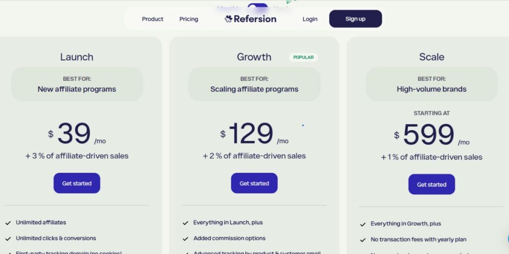 Refersion Pricing Plans