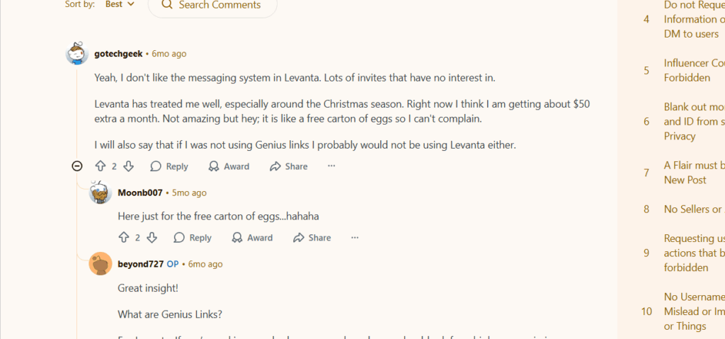 User review on messaging system