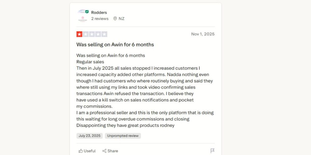review about selling on Awin