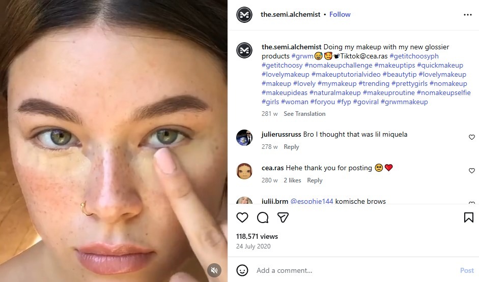 Glossier post on Instagram