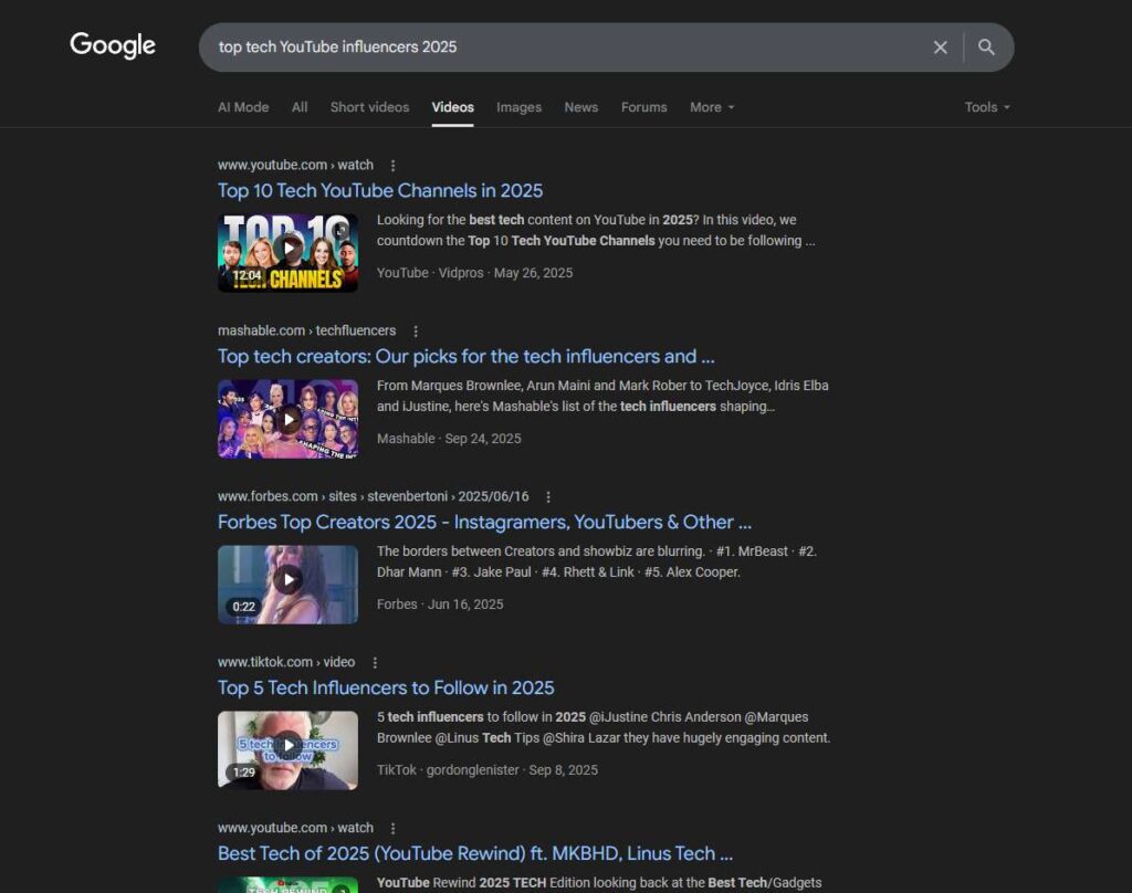 Use Google to Find Influencer