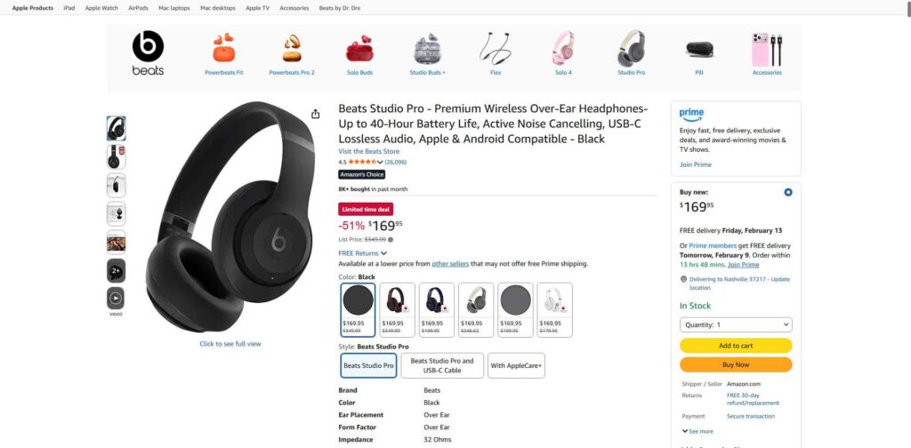 10. Beats Studio Pro Headphones