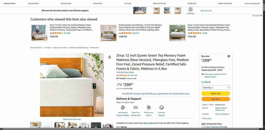 11. ZINUS Green Tea Mattress