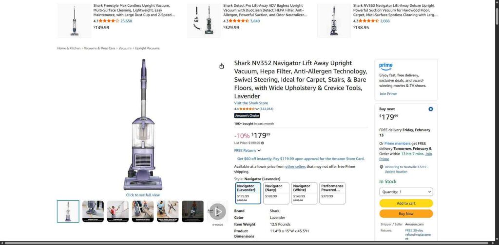 7. Shark NV352 Vacuum