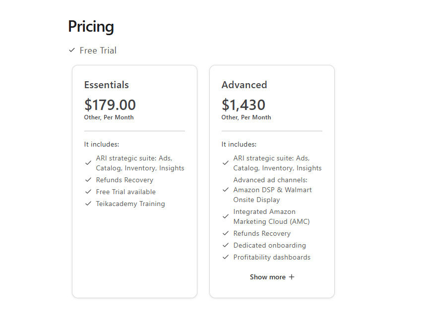 8. Teikametrics pricing