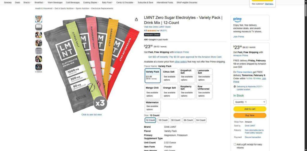 9. LMNT Electrolyte Drink Mix