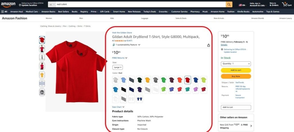 variation and categories for amazon products