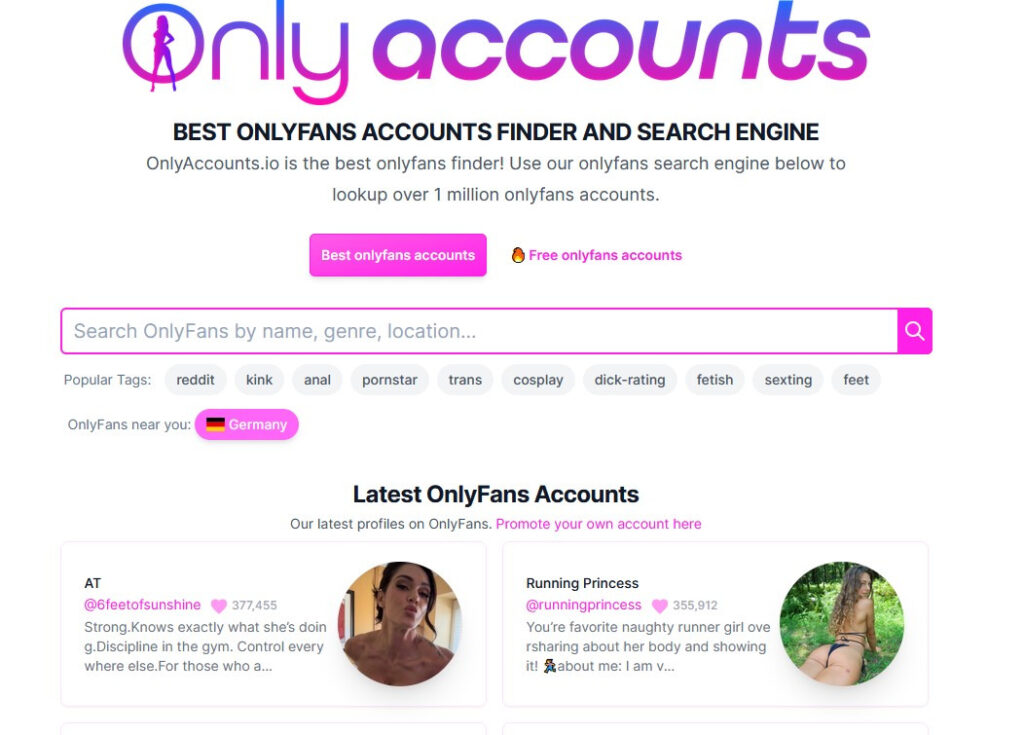 Onlyaccounts homepage