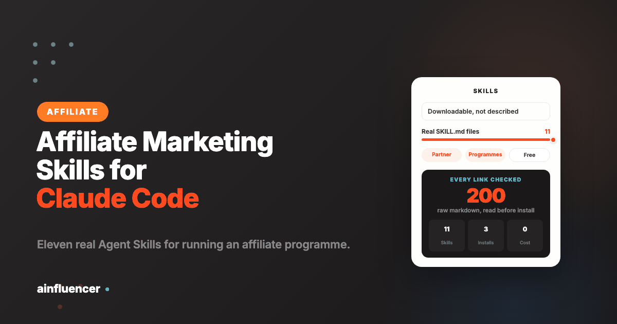 Affiliate Marketing Skills for Claude Code and AI Agents