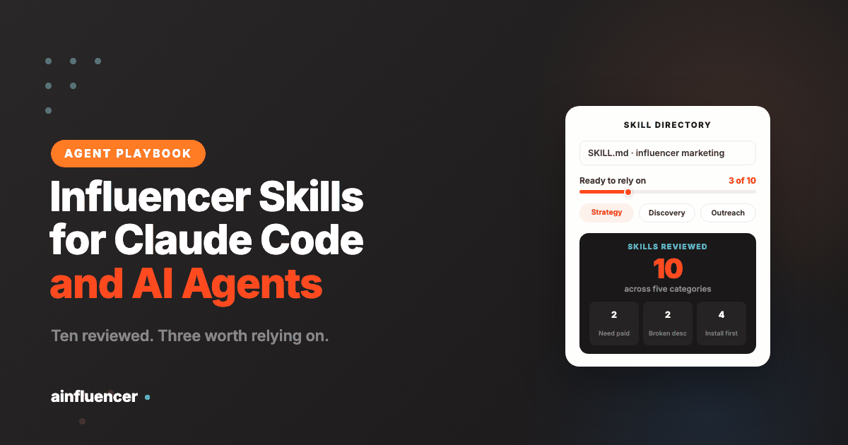 Influencer marketing skills for Claude Code and AI agents