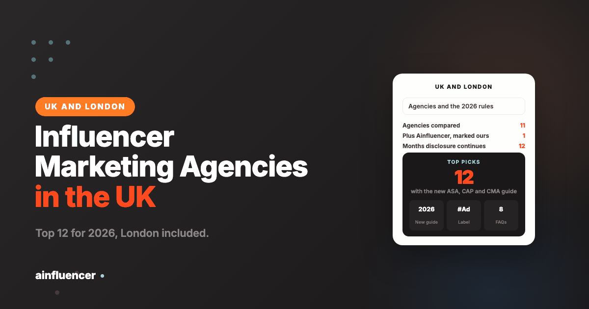 Top 12 influencer marketing agencies in the UK and London, with the new ASA, CAP and CMA rules